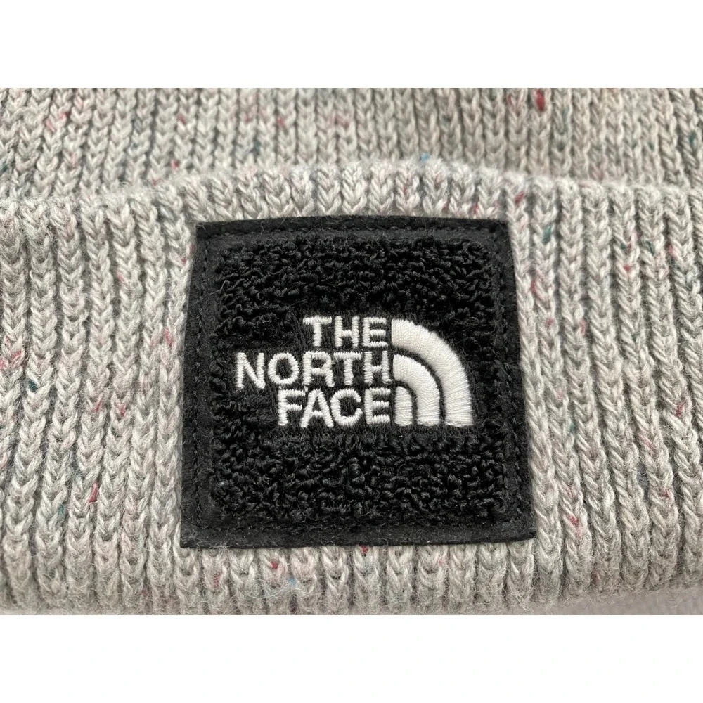 The‎ North Face Gray Knit Cuffed Box Logo Beanie Hat Cap Unisex